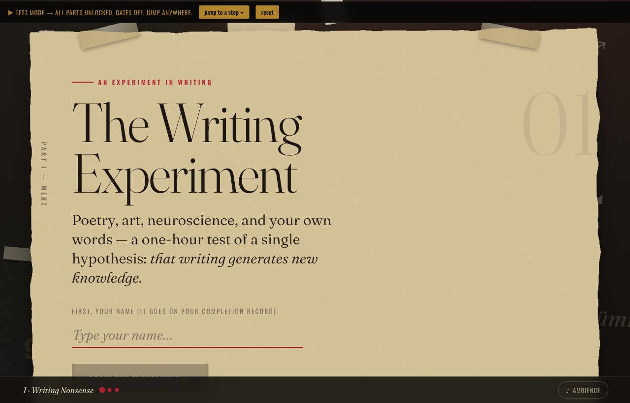 The Writing Experiment — interactive website
